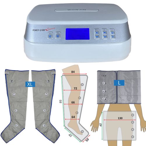 Power Q-1000 Premium nyirokmasszázs gép készlet - XL lábpár és L öv mandzsetták